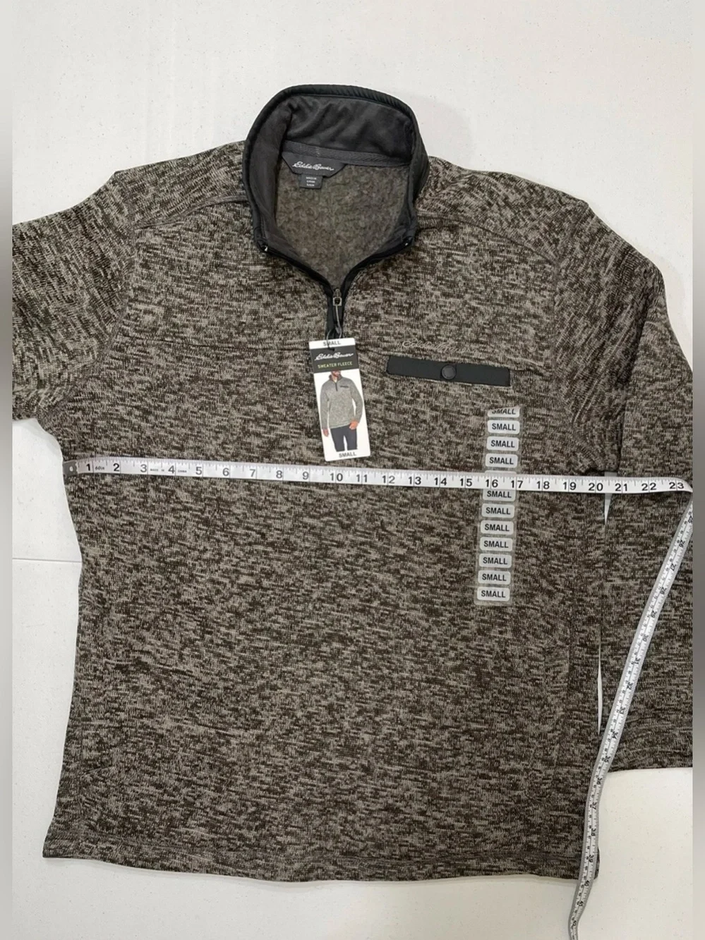 Eddie Bauer Men’s Heather Gray 1/4 Zip Long Sleeve Pullover Fleece Sweater s S